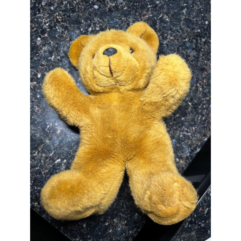 Vintage Golden Brown Teddy Bear Plush Stuffed Animal Soft Fuzzy Honey Bear Toy